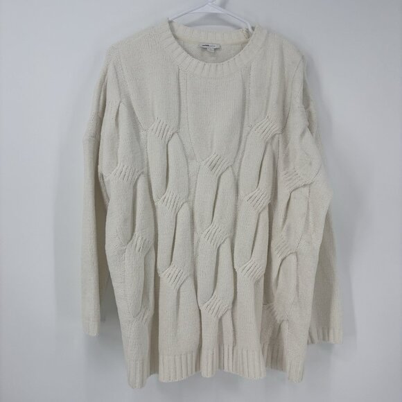 J. Jill Chenille Cable Knit Sweater Cream Womens Size Medium Fall - Picture 1 of 10